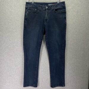 IZOD Jeans Mens 34x29 Comfort Stretch Straight Fit 5-Pocket Denim Dark Wash Blue
